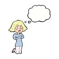 Cartoon Annoyed Woman With Thought Bubble N160