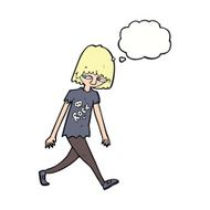 cartoon teenager with thought bubble N9