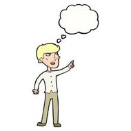 cartoon man pointing with thought bubble N168