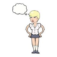 cartoon woman with hands on hips thought bubble N192