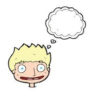 cartoon happy boy with thought bubble N205