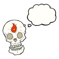 cartoon mystic skull with thought bubble N7