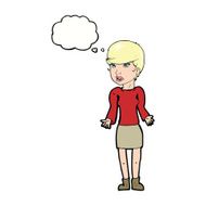cartoon confused woman with thought bubble N73