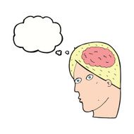cartoon head with brain symbol thought bubble N36