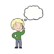 cartoon boy with idea thought bubble N60