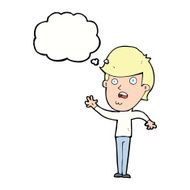 cartoon unhappy boy with thought bubble N51