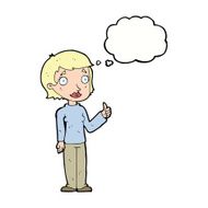 cartoon woman giving thumbs up symbol with thought bubble N59