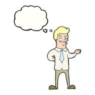 cartoon salesman with thought bubble N8