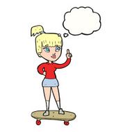 cartoon skater girl with thought bubble N8