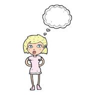 cartoon woman with thought bubble N27