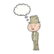 cartoon funny hobo man with thought bubble N7
