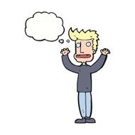 cartoon stressed man with thought bubble N59
