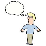 cartoon surprised man with thought bubble N119