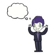cartoon vampire boy with thought bubble N9