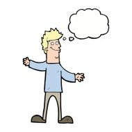 cartoon happy man with thought bubble N401