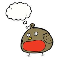 cartoon robin with thought bubble N22