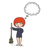 cartoon pretty witch girl with thought bubble N8