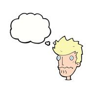 cartoon nervous man with thought bubble N121