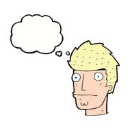 cartoon nervous man with thought bubble N122