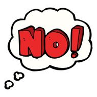 cartoon no symbol with thought bubble