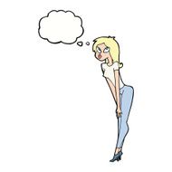 cartoon attractive girl with thought bubble N15