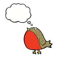 cartoon robin with thought bubble N23
