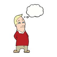cartoon friendly man with thought bubble N17
