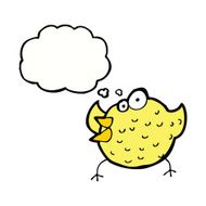 cartoon happy bird with thought bubble N32