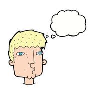 cartoon curious man with thought bubble N59
