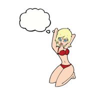cartoon sexy woman posing with thought bubble N7