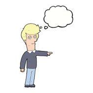 cartoon pointing man with thought bubble N73
