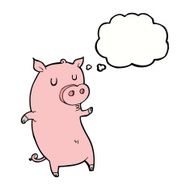 funny cartoon pig with thought bubble N5