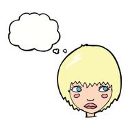 cartoon unhappy girl with thought bubble N18