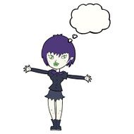 cartoon vampire girl with thought bubble N192