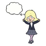 cartoon happy girl with thought bubble N80