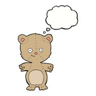 cartoon happy teddy bear with thought bubble