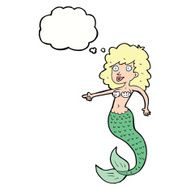 cartoon mermaid with thought bubble N59