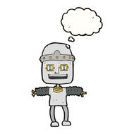 cartoon robot with thought bubble N150