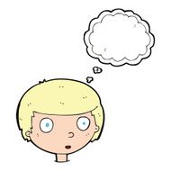 cartoon curious boy with thought bubble N31