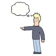 cartoon happy pointing man with thought bubble N17