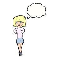 cartoon happy woman with thought bubble N224