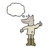 cartoon wolf man with thought bubble N38