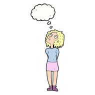 cartoon curious woman with thought bubble N46