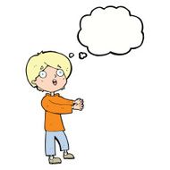 cartoon shocked boy with thought bubble N26