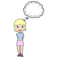 cartoon pretty girl with thought bubble N88