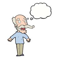 cartoon old man gasping in surprise with thought bubble N7