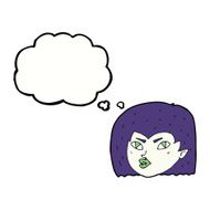 cartoon vampire face with thought bubble N32