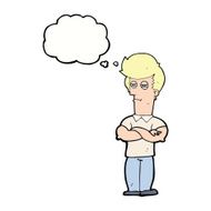 cartoon man with folded arms thought bubble N25