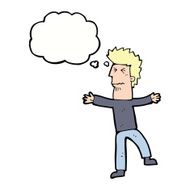 cartoon stressed man with thought bubble N60