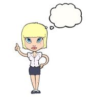 cartoon pretty girl with idea thought bubble N25